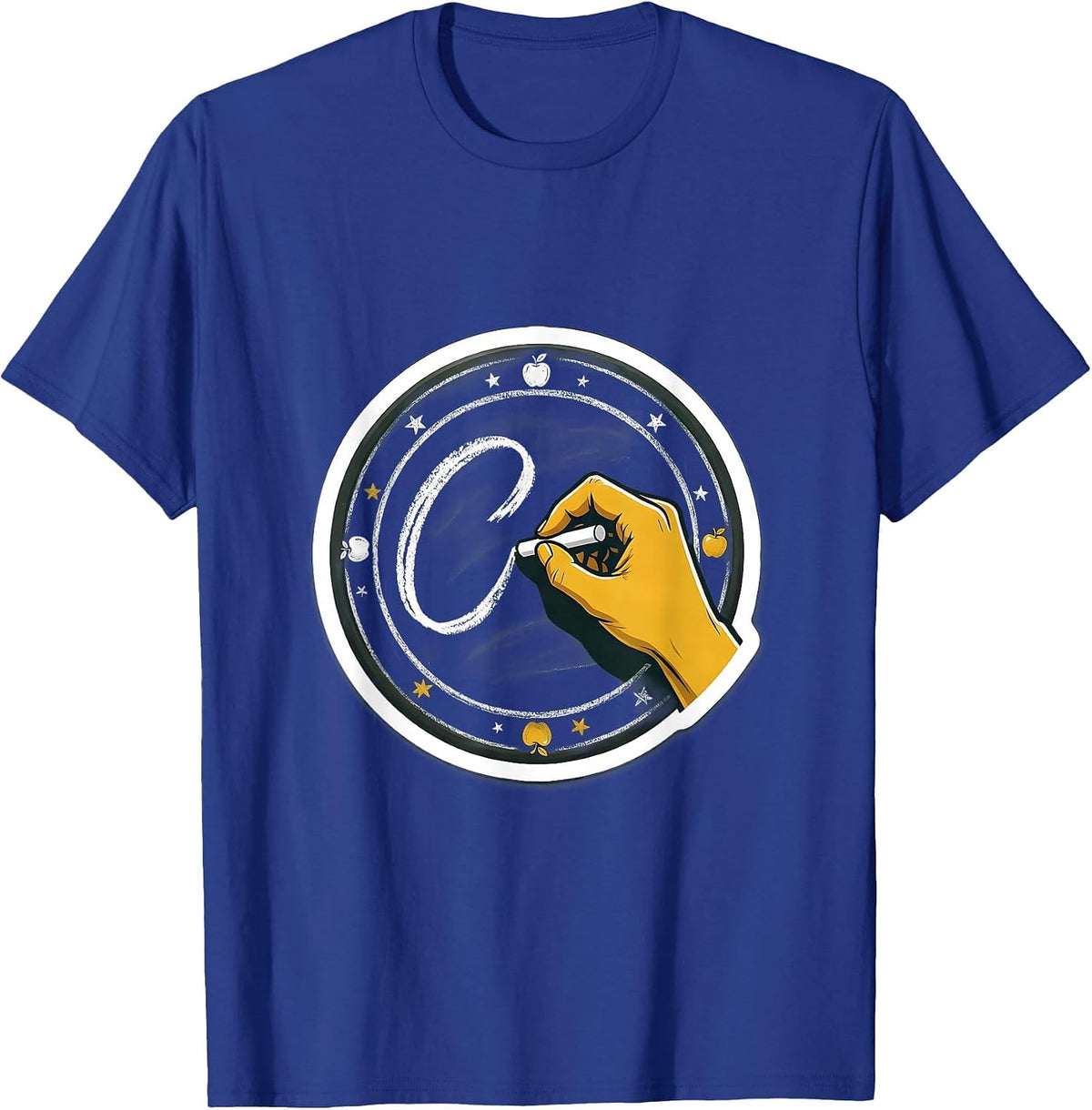 2nd Grade Teacher Chalkboard Illustration T-Shirt - Royal Blue