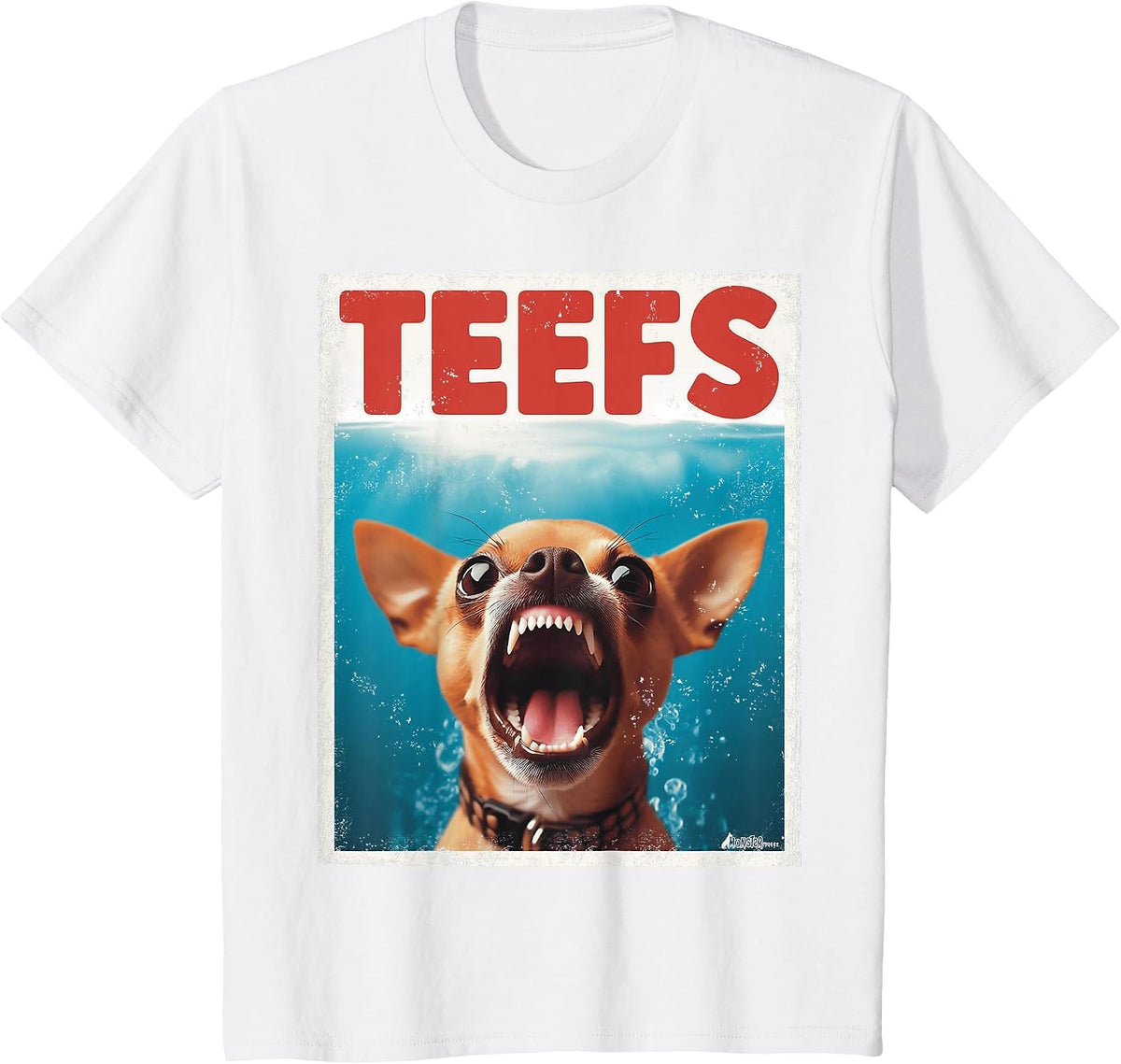Funny Chihuahua Teefs Top, Teeth Chi Jowls Paws Dog Mom Dad T-Shirt - White