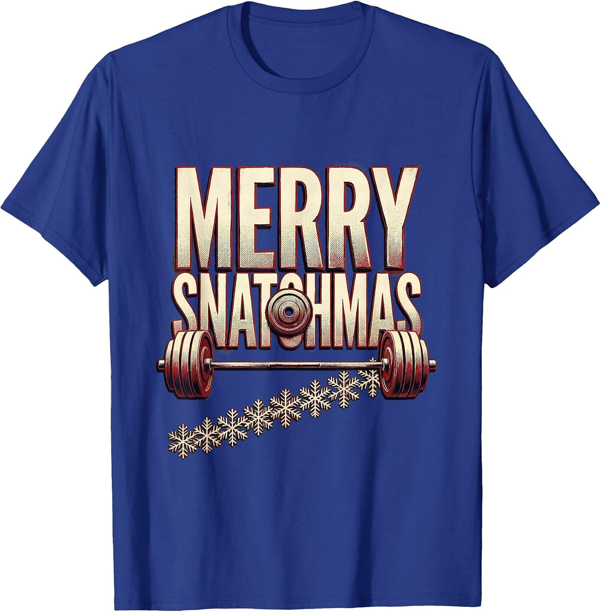 Men's Merry Snatchmas Funny Christmas Gym Workout Weightlifting T-Shirt - Royal Blue