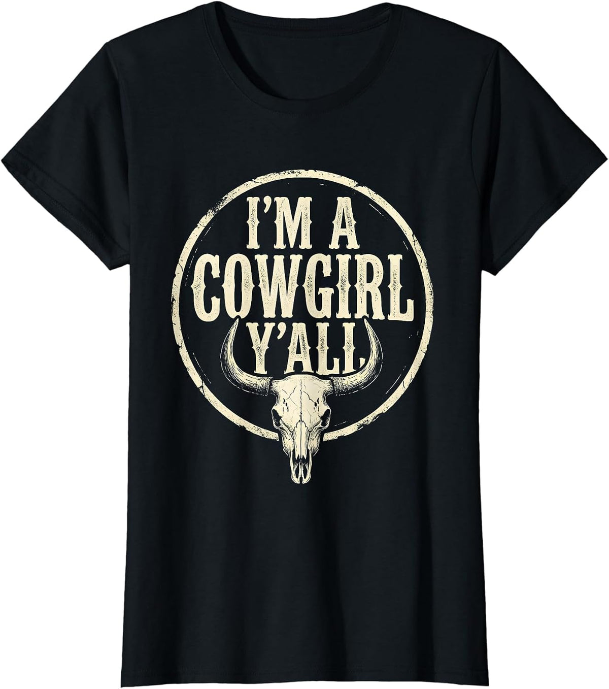 I'm A Cowgirl Y'all Boho Western Mono Rodeo Pride T-Shirt - Black
