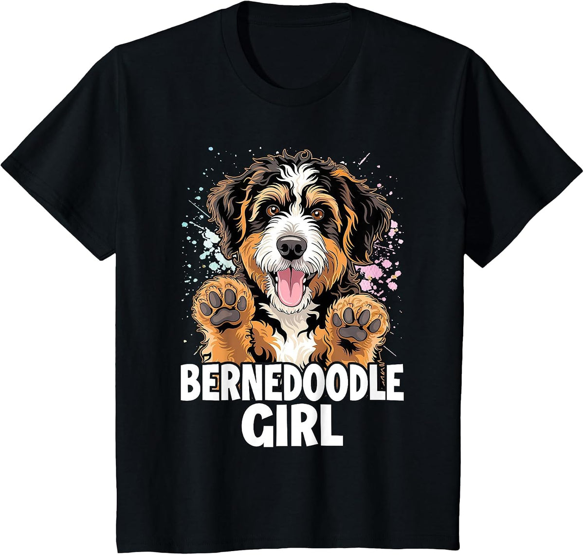 Womens Girl Bernedoodle T-Shirt - Black