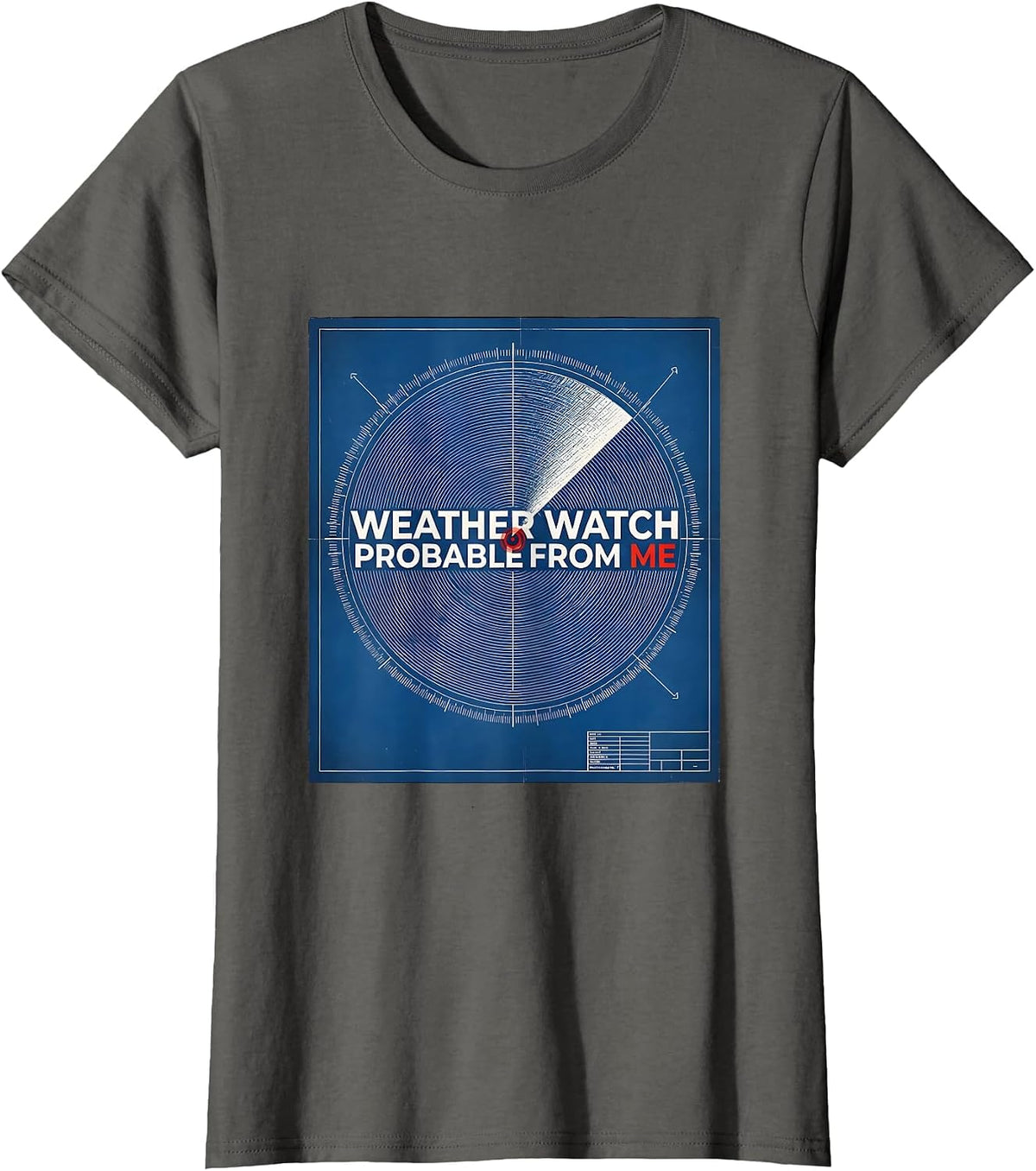 Women's Weather Watch Probable From Me Technical Blueprint T-Shirt - Asphalt Grey