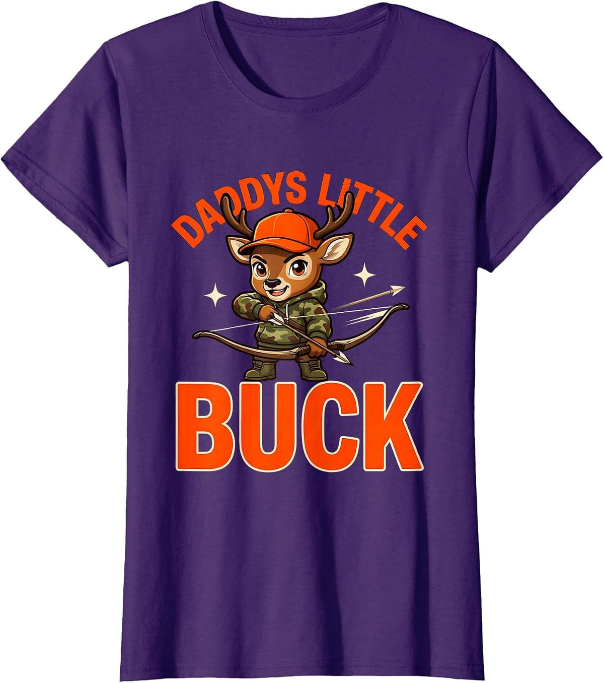 Women's DADDYS LITTLE BUCK Funny Deer Hunter Dad Fathers Day T-Shirt - Purple