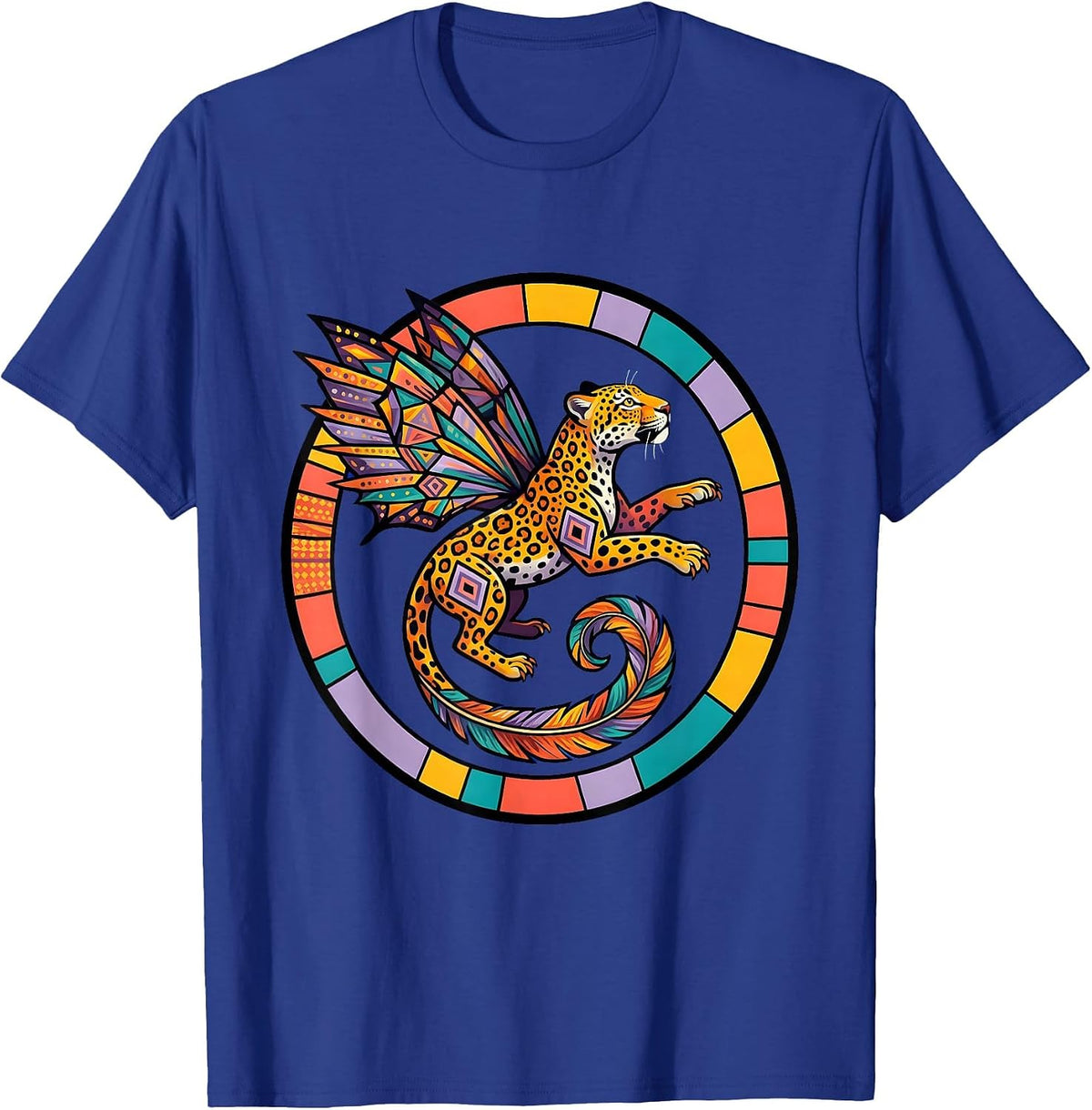 Kids Colorful Oaxacan Alebrije Creature Leap T-Shirt - Royal Blue