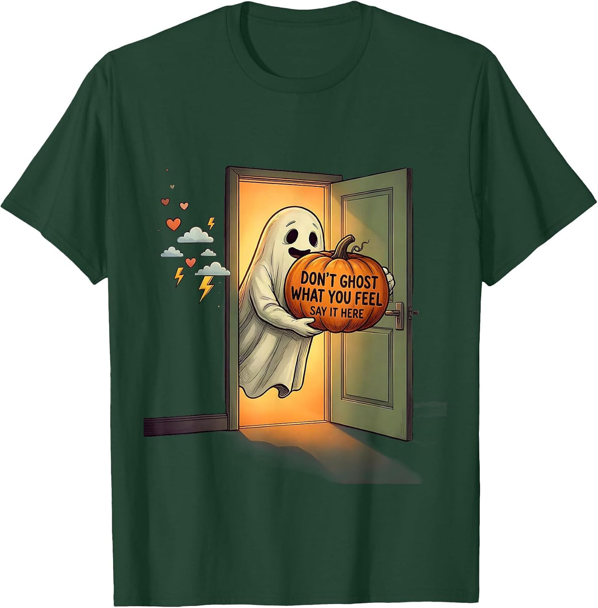 Don't Ghost What You Feel Say It Here School Counselor T-Shirt - Dark Green