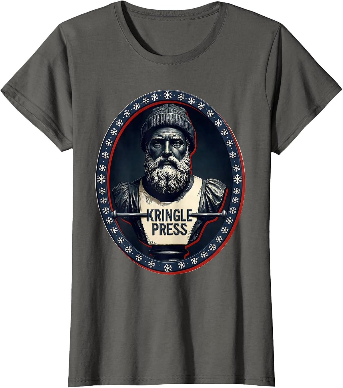 Women's Kringle Press Funny Christmas Gym Bodybuilding Workout T-Shirt - Asphalt Grey