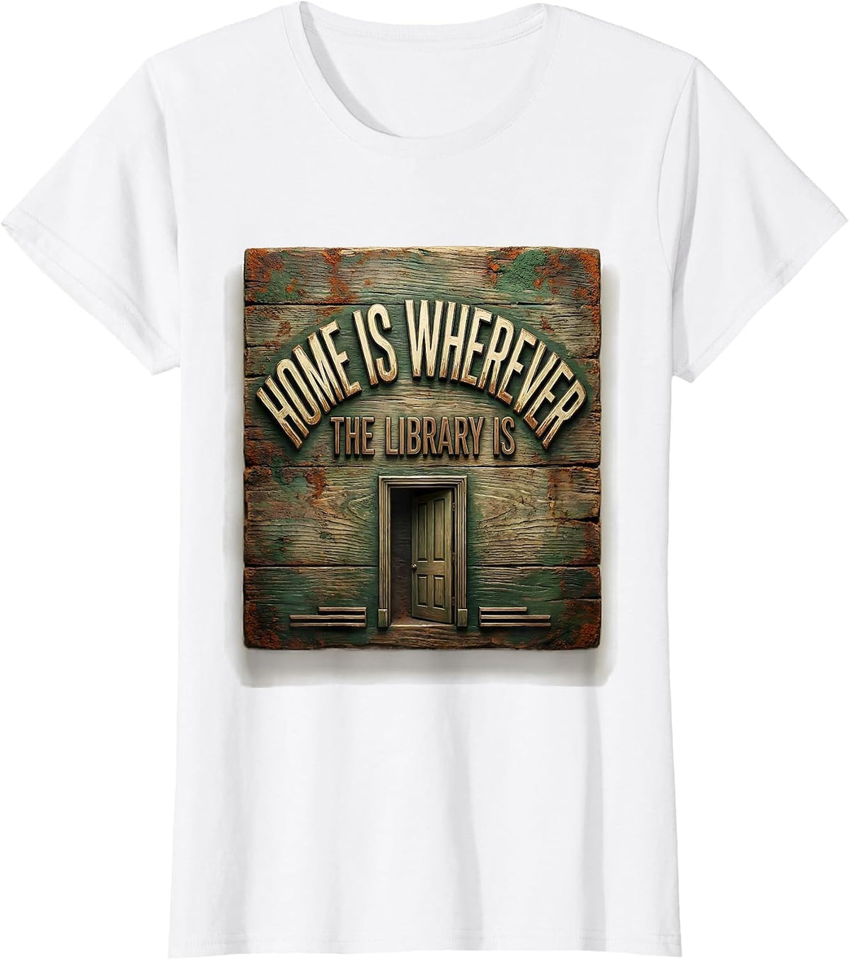 Women's Home Is Wherever The Library Is Vintage Bookworm Reader Gift T-Shirt - White