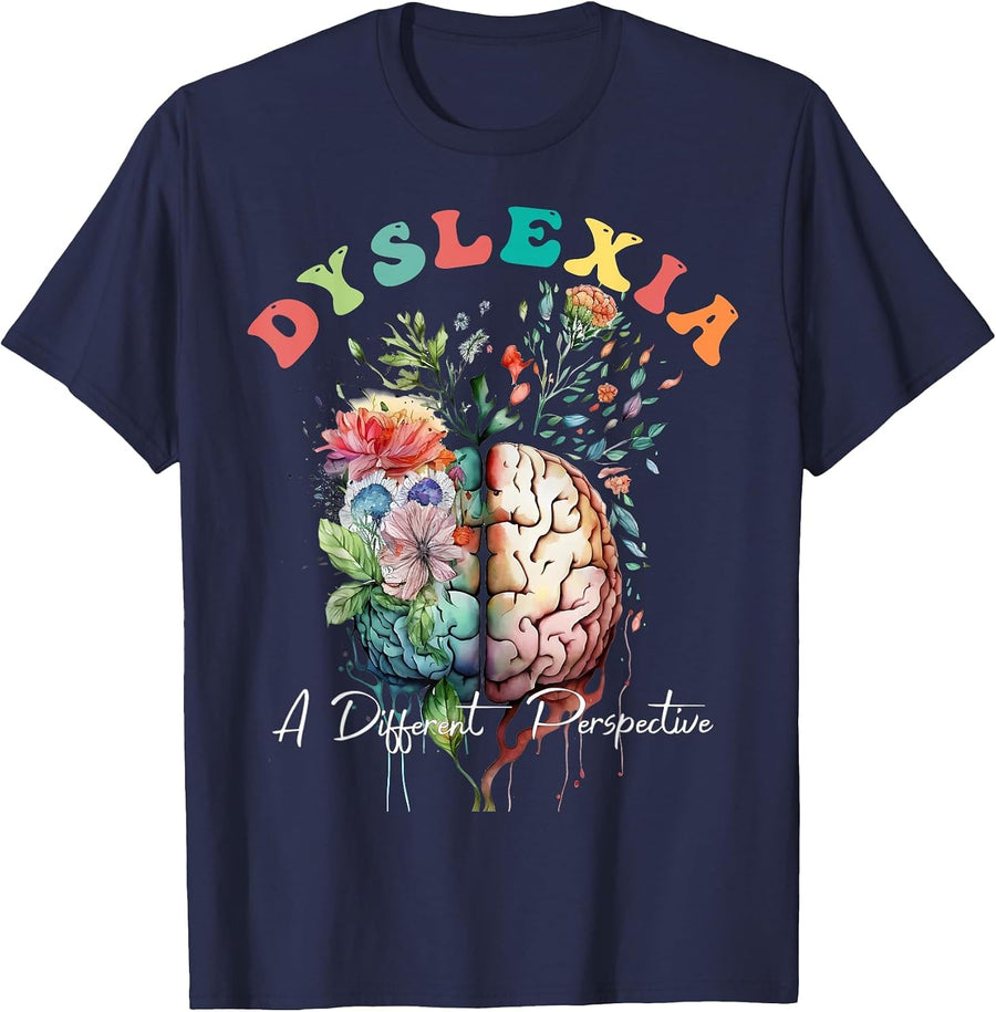 Dyslexia A Different Perspective Dyslexia Specialist Teacher T-Shirt - Navy Blue