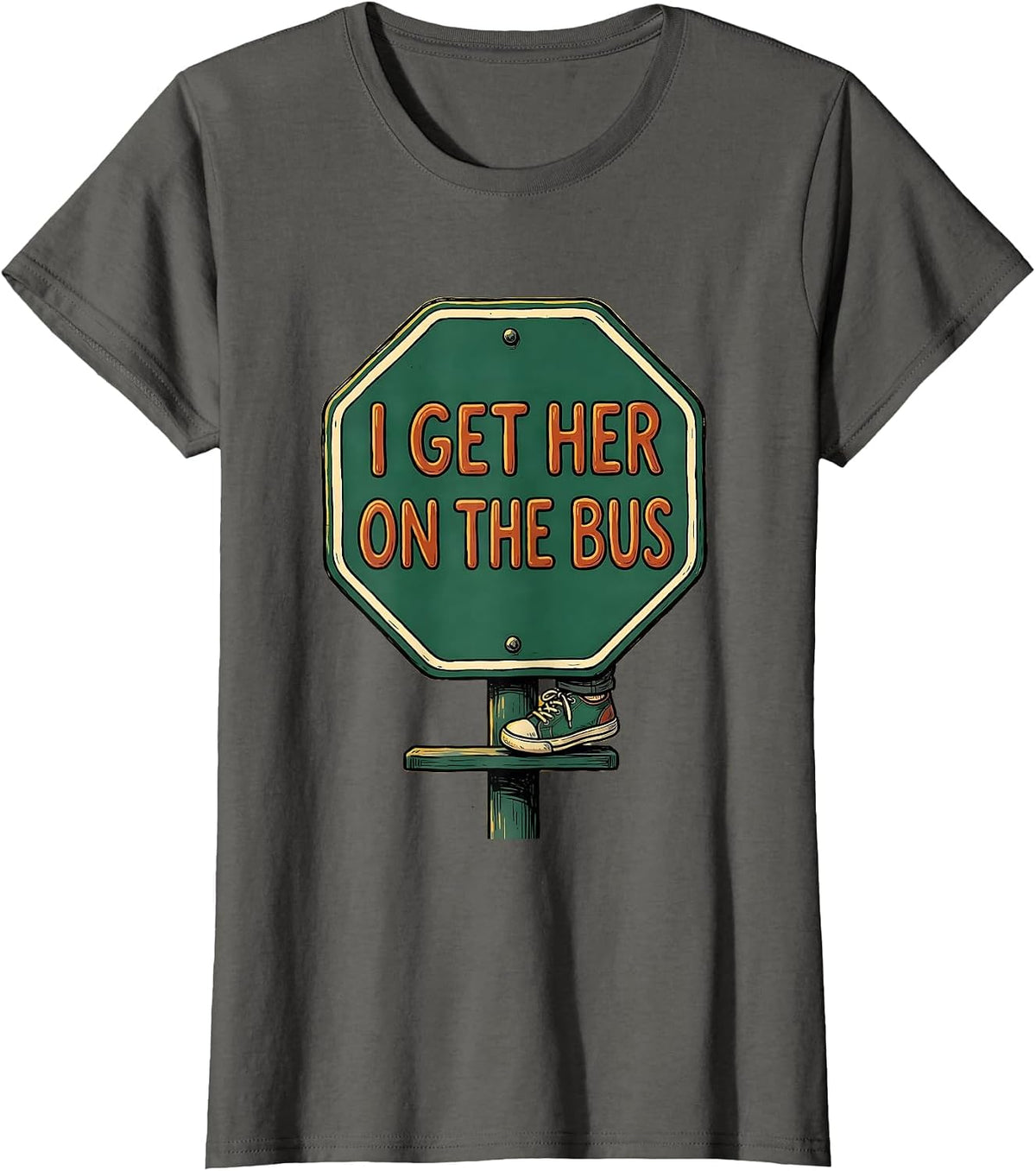 Women's I Get Her On The Bus Funny Paraprofessional Paraeducator T-Shirt - Asphalt Grey