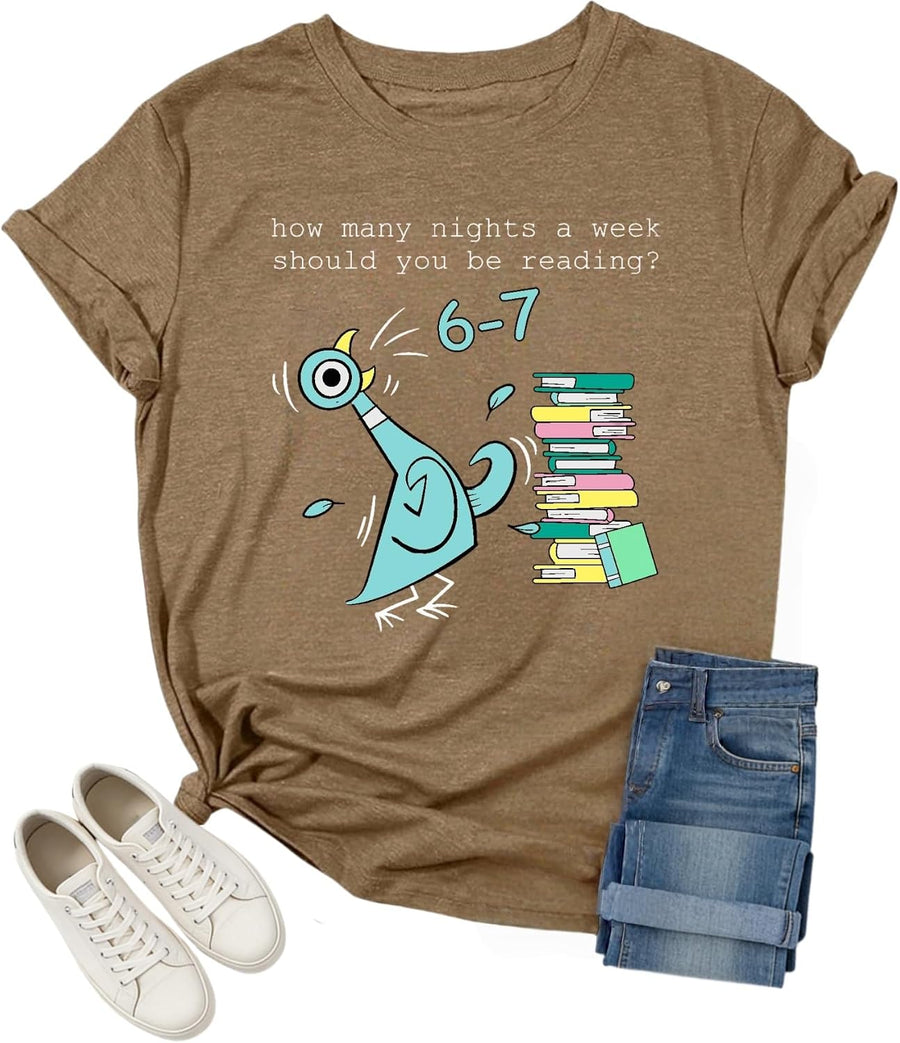 Teacher Shirts for Women Reading Tshirts Book Lover Tee 6 7 Six Seven Meme T-Shirt Funny Humor Graphic Short Sleeve Top -