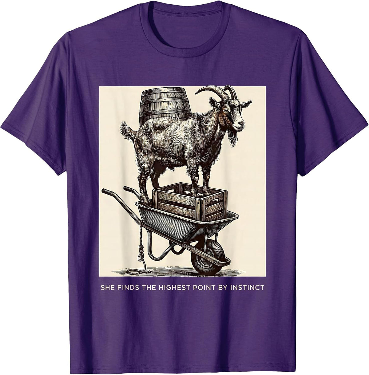She Finds The Highest Point By Instinct Funny Goat Lover T-Shirt - Purple