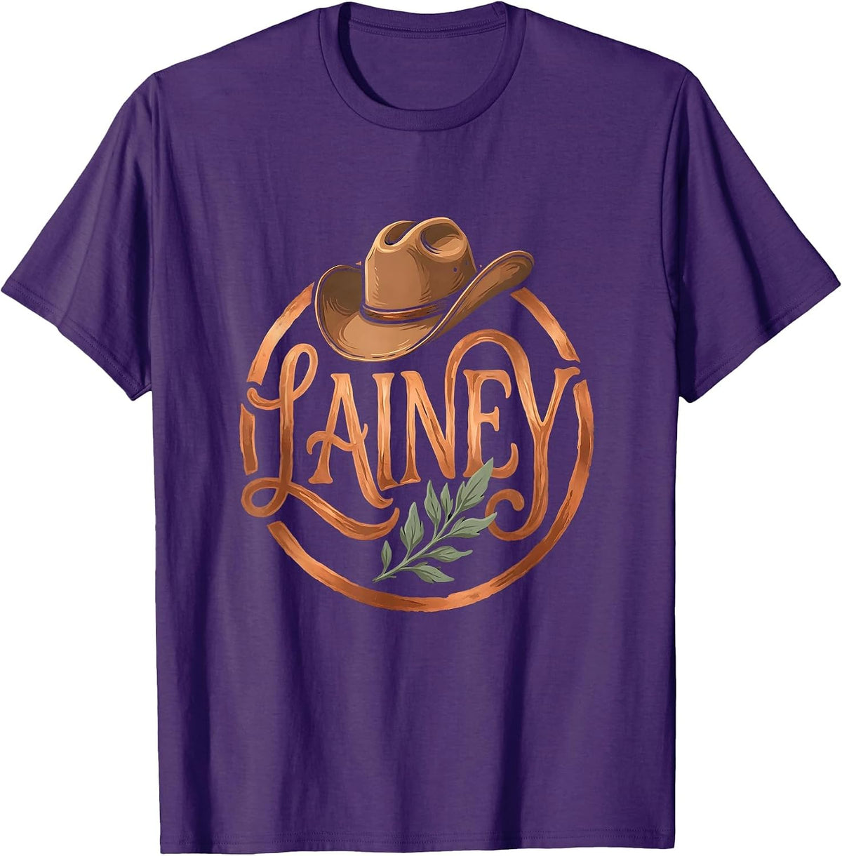 Lainey Boho Typography Personalized Cowgirl Western Name T-Shirt - Purple