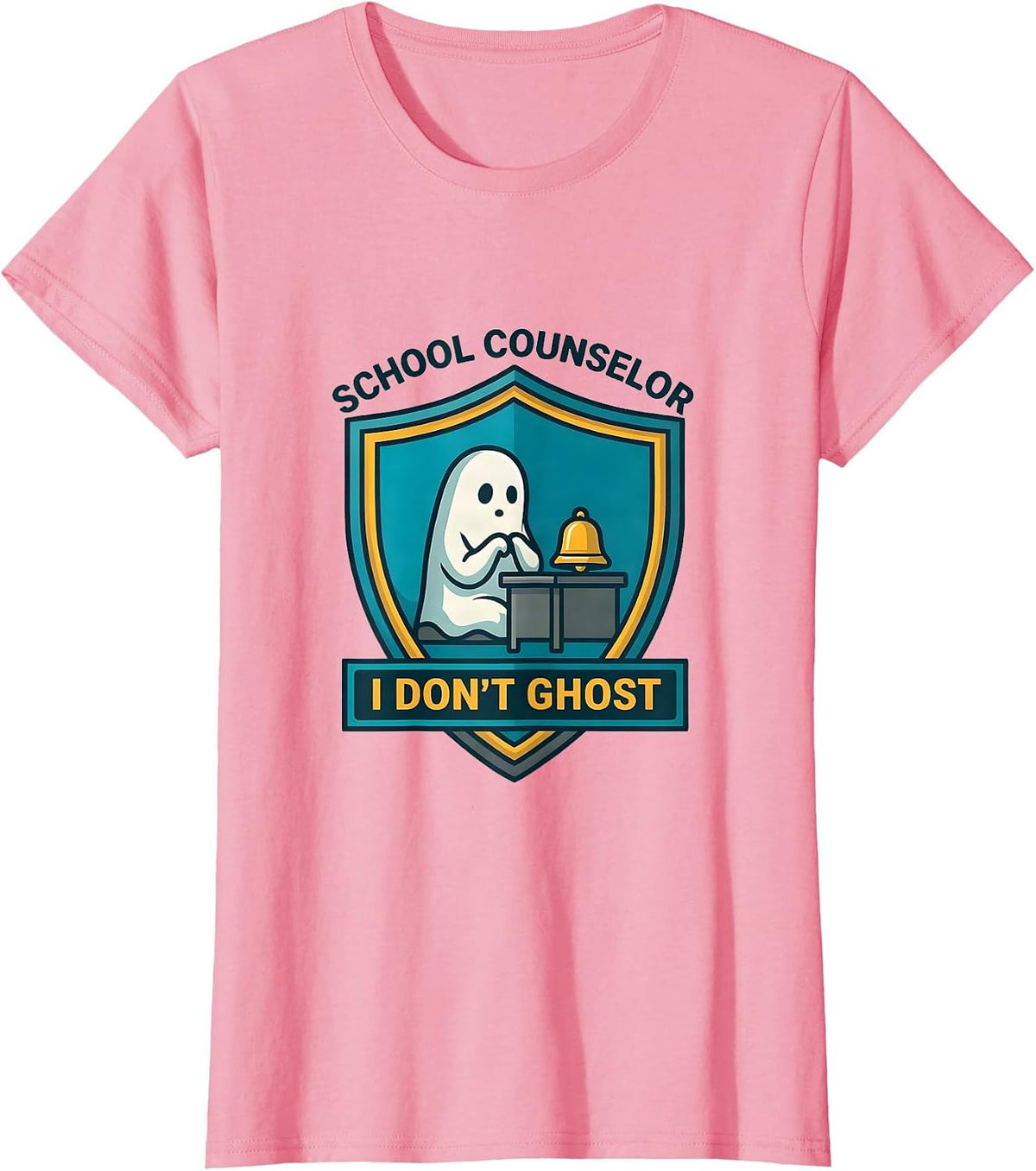 Women's School Counselor I Don't Ghost Funny Halloween Mental Health T-Shirt - Pink