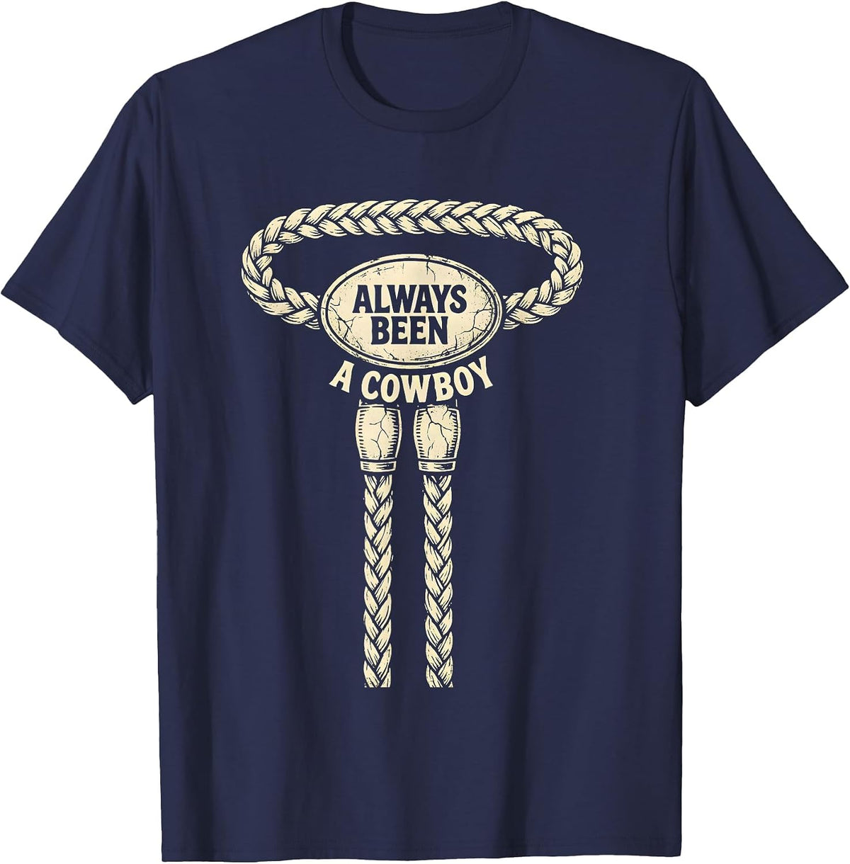 Men's Always Been A Cowboy Vintage Western Cowgirl Boho Style T-Shirt - Navy Blue
