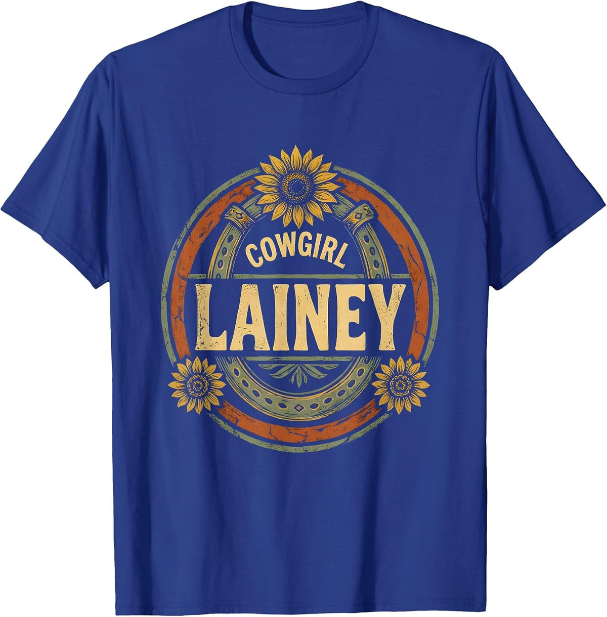Cowgirl Lainey Boho Folk Floral Western Cowgirl Gift T-Shirt - Royal Blue