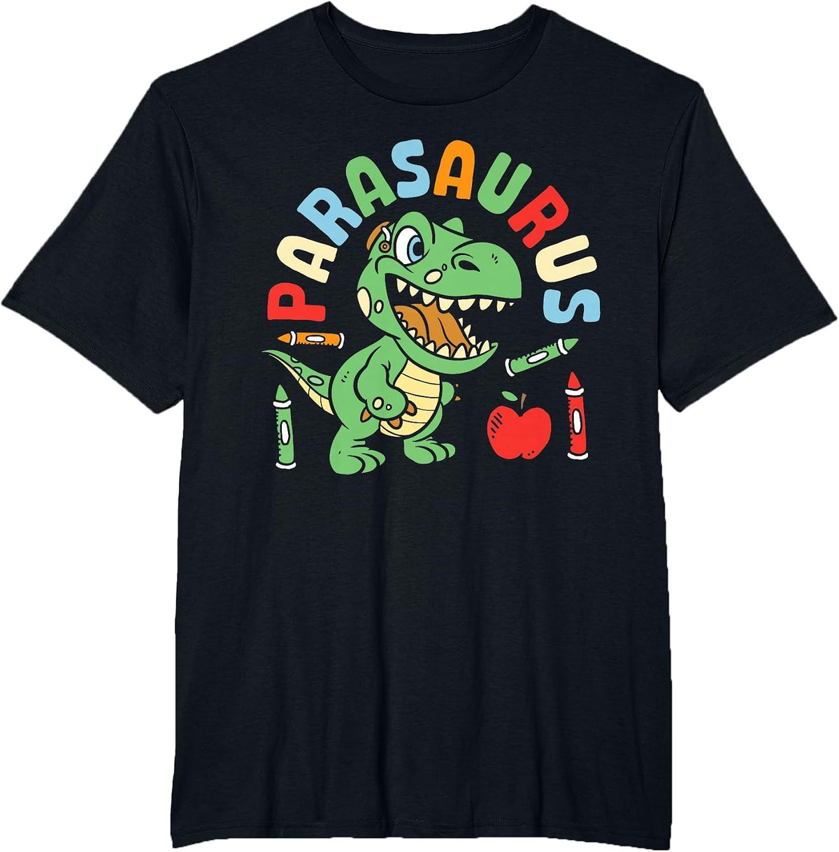 Parasaurus Paraprofessional Dinosaur para Educator T-Shirt - Black