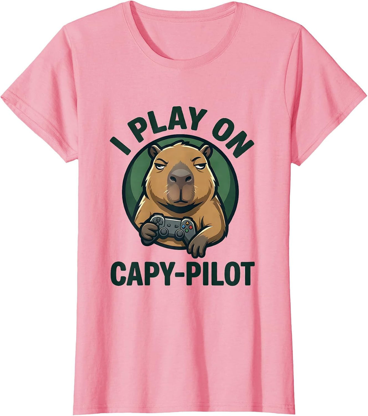 Women's I Play On Capy-Pilot Funny Capybara Gamer Meme Humor T-Shirt - Pink