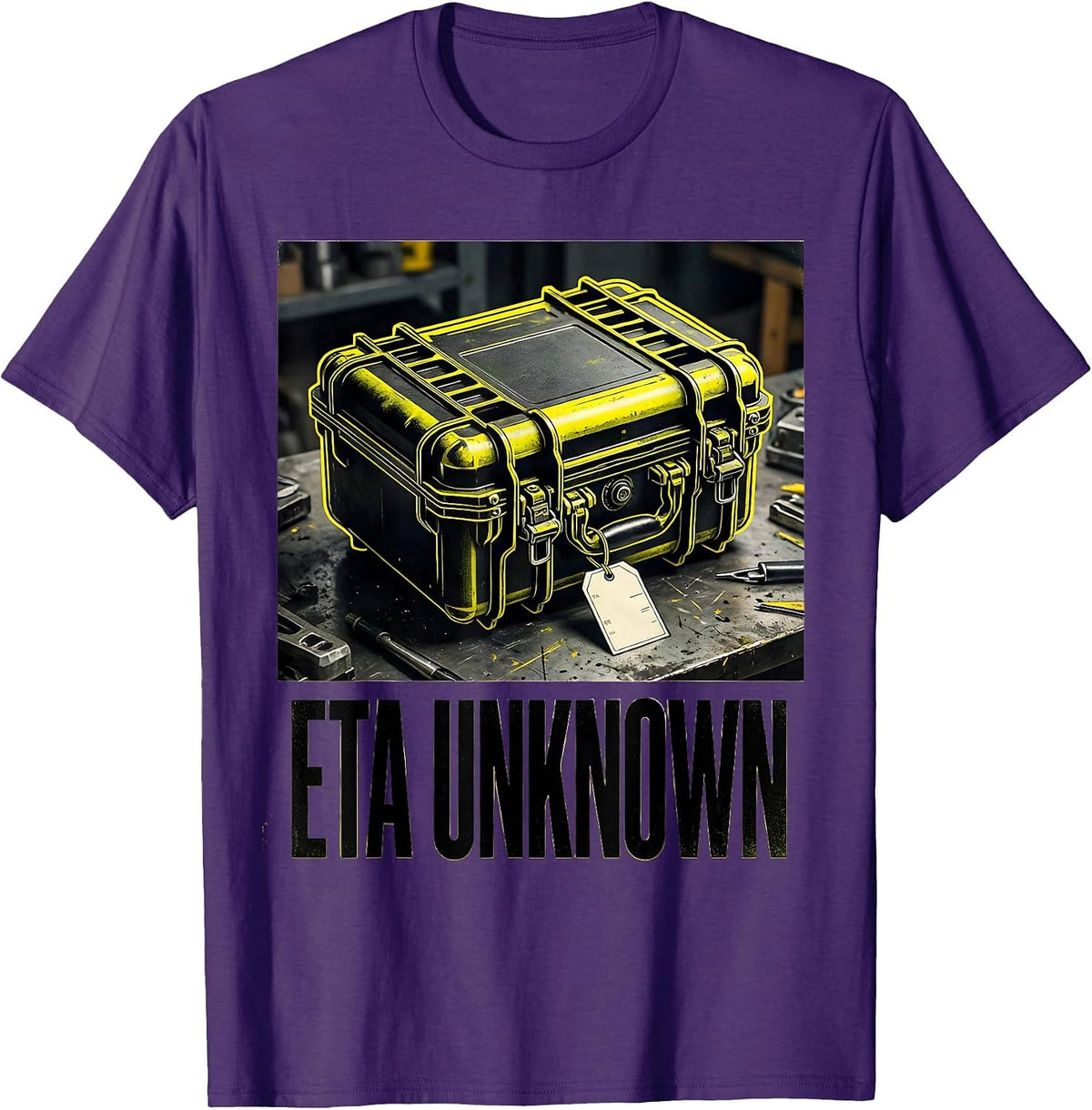 Men's ETA Unknown Stencil Graphic Auto Mechanic Waiting On Parts T-Shirt - Purple