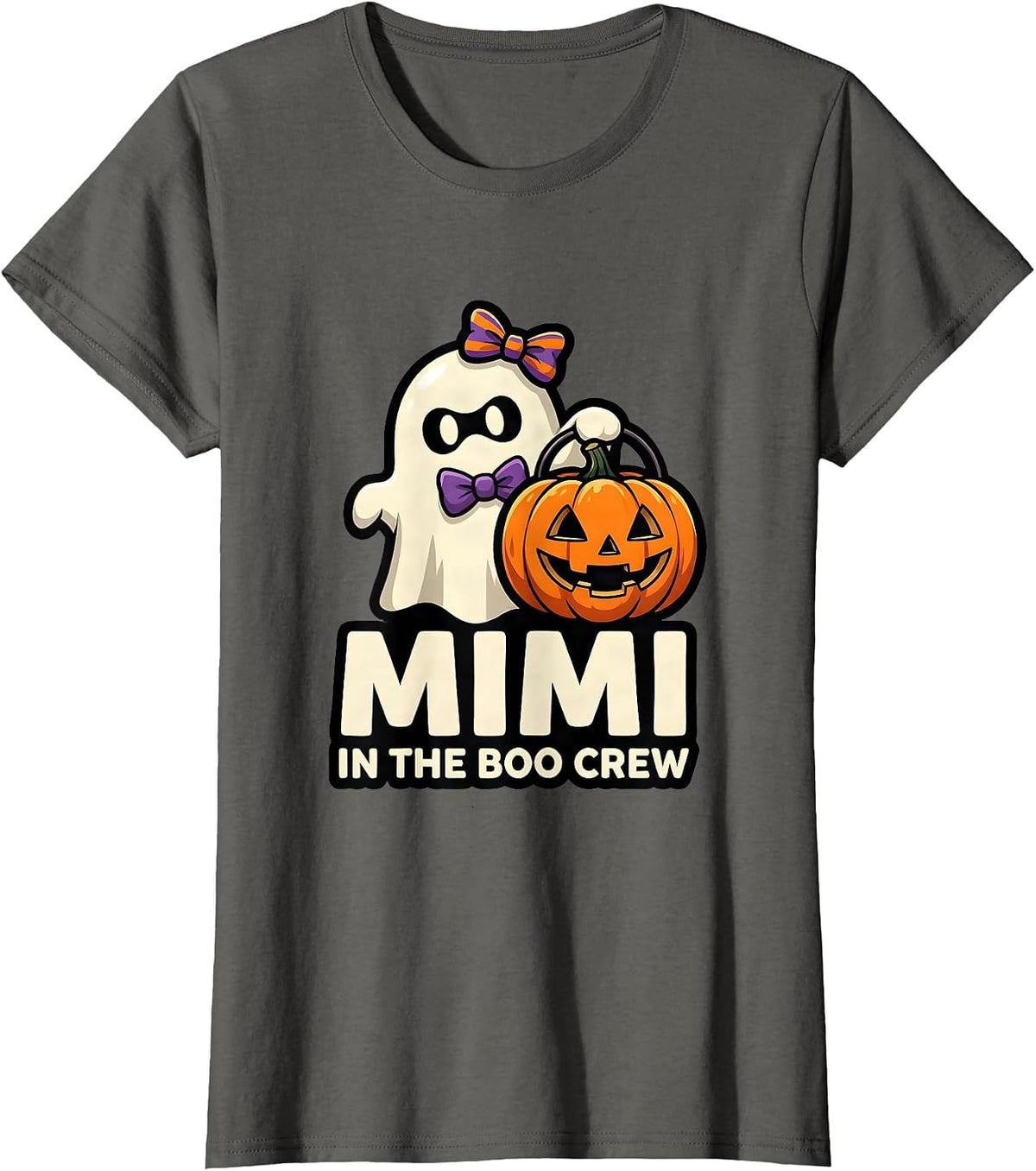 Women's Mimi in the Boo Crew Cute Ghost Halloween Family Matching T-Shirt - Asphalt Grey
