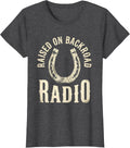 Women's Raised On Backroad Radio Boho Western Cowboy Rodeo Heritage T-Shirt - Dark Heather Grey