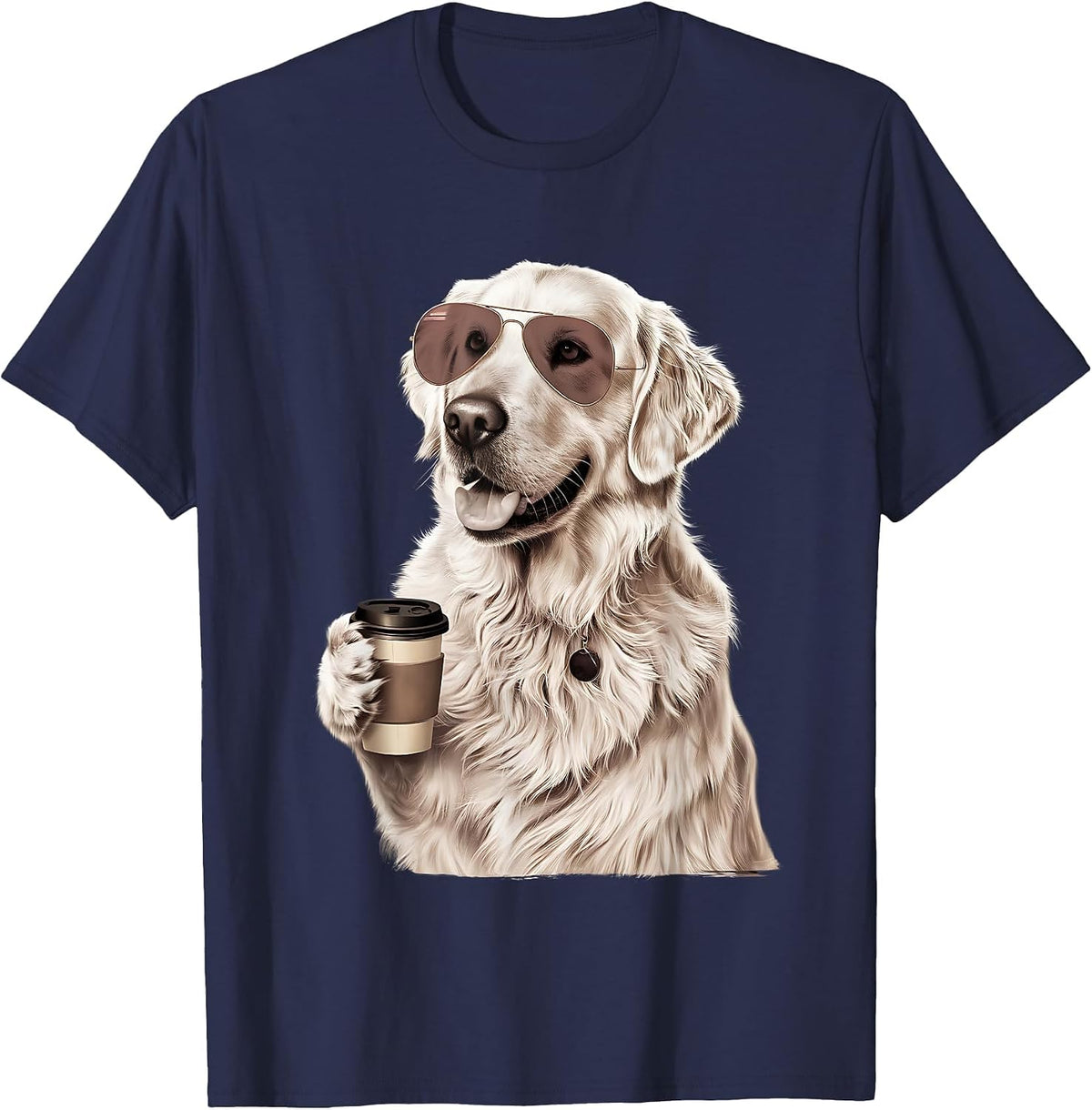 English Cream Golden Retriever Coffee Dog Mom Dad T-Shirt - Navy Blue