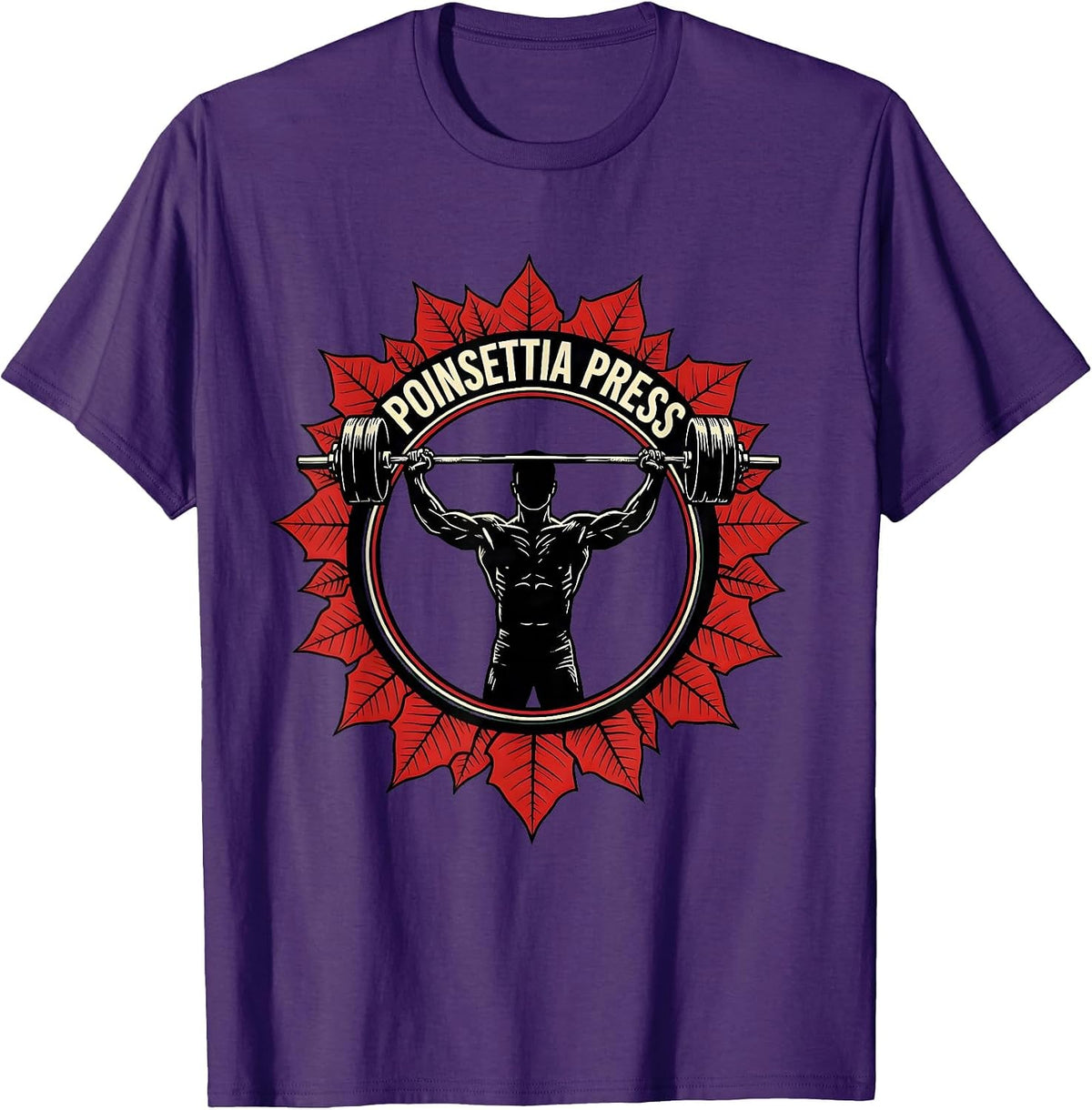 Poinsettia Press Funny Christmas Gym Bodybuilding T-Shirt - Purple