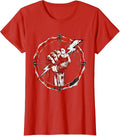 Women's Rock Band Raised Fist Lightning Bolt Graphic T-Shirt - Red