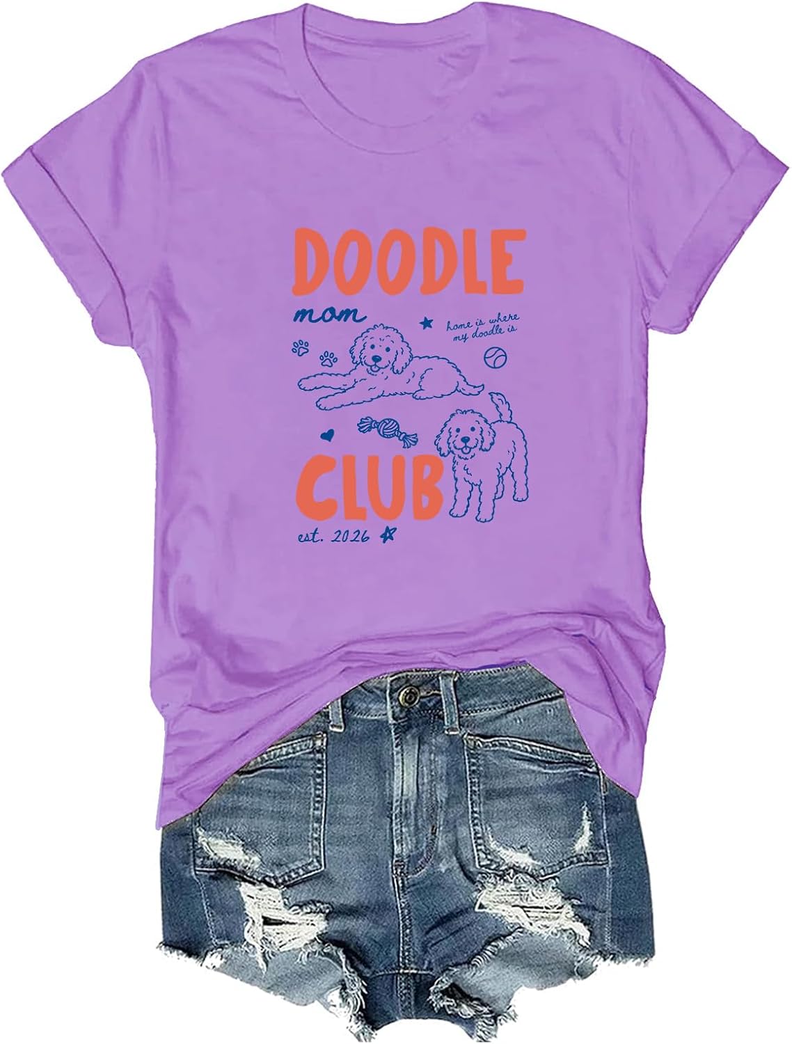 Doodle Mom Club Shirt Goldendoodle Lover Dog Mom T-Shirt Crew V Neck - Purple