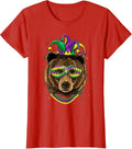 Bear Animal Lover Cute Mardi Gras Carnival Jester T-Shirt, Women, Red, X-Large - As Pictured