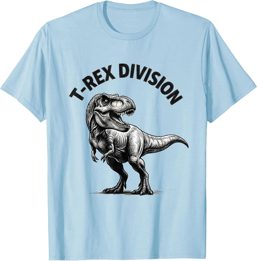 Men's T-Rex Division Minimalist Dinosaur Badge Line Art T-Shirt - Baby Blue