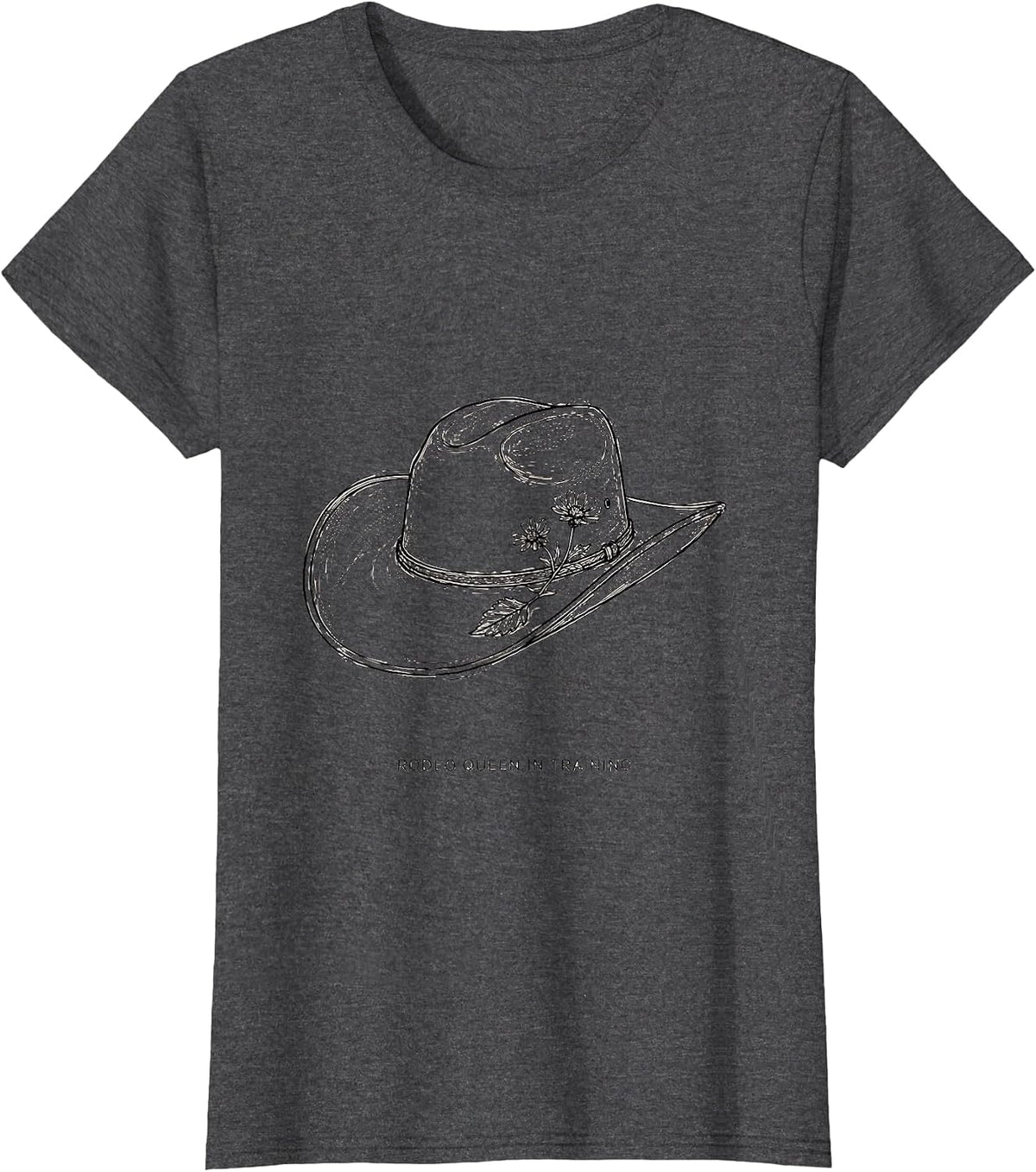 Women's Rodeo Queen In Training Western Cowgirl Design T-Shirt - Dark Heather Grey