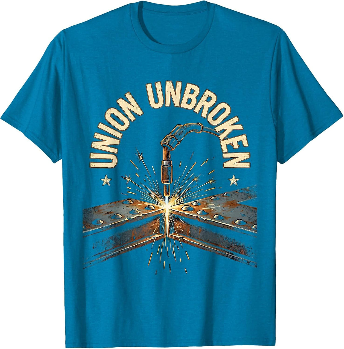 Union Unbroken Vintage Union Worker Skilled Trades T-Shirt - Sapphire Blue