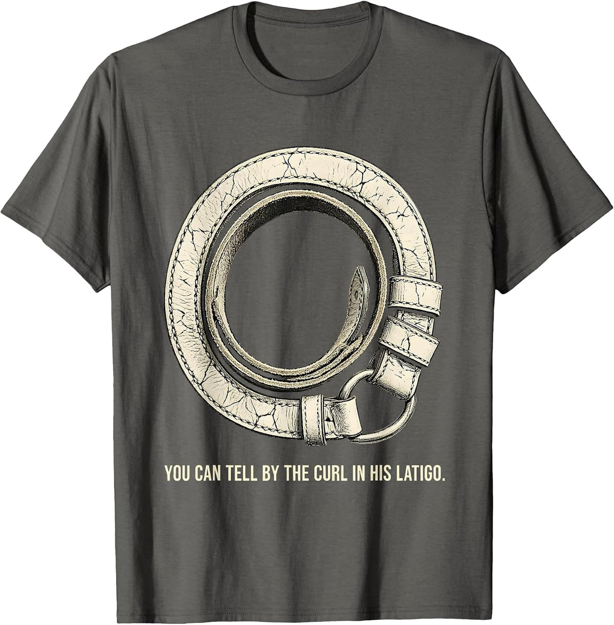 Men's You Can Tell By The Curl In His Latigo Boho Western Glam T-Shirt - Asphalt Grey