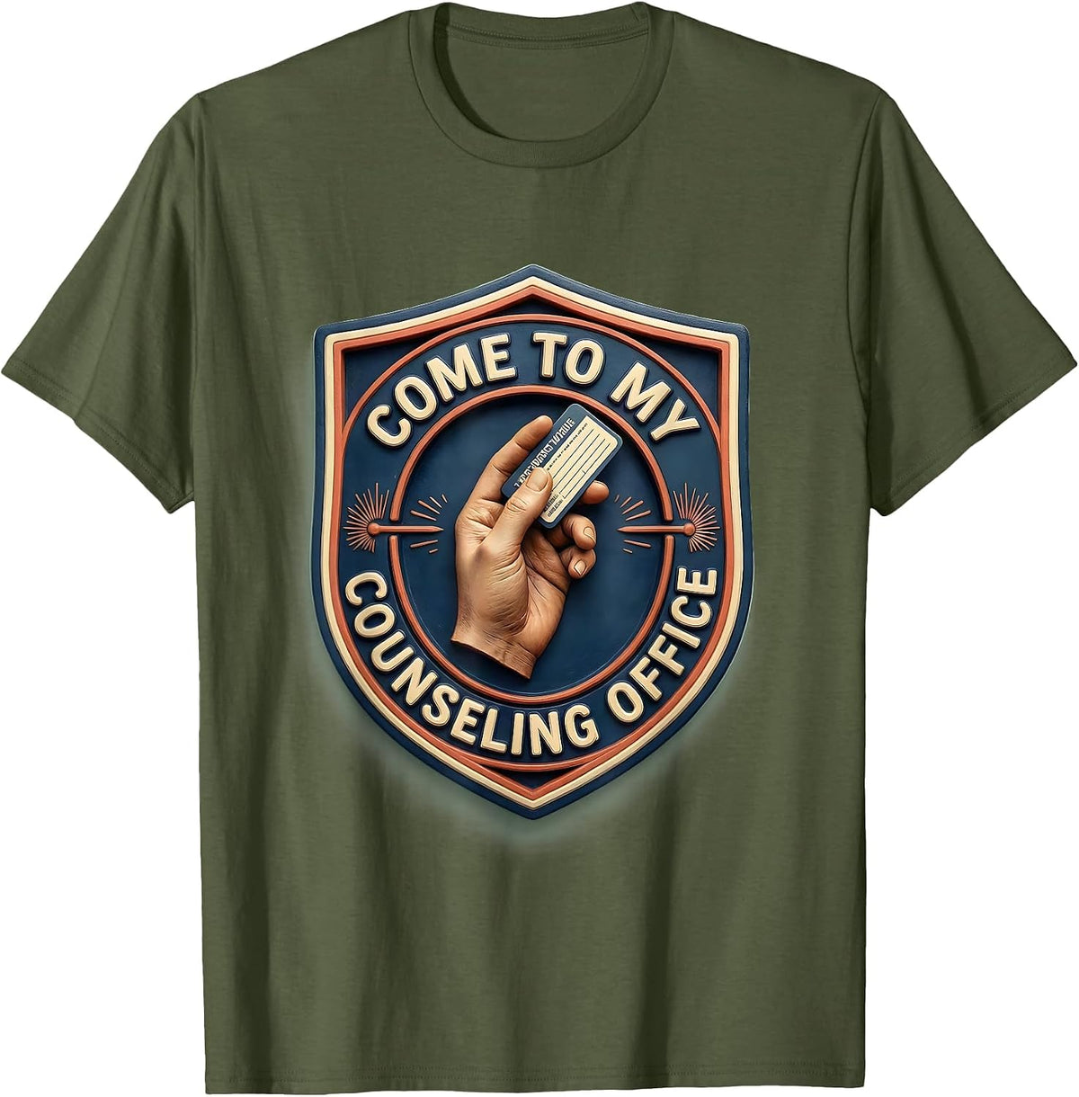 Come To My Counseling Office Groovy Retro School Counselor T-Shirt - Olive Green