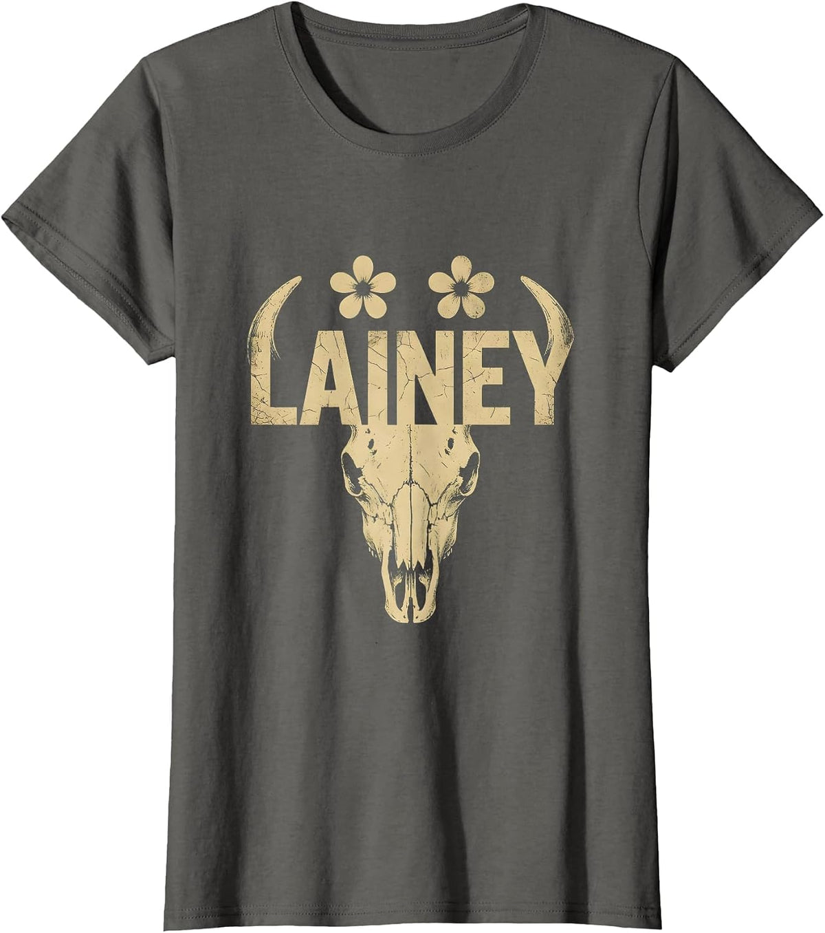 Women's Lainey Boho Western Cowgirl Personalized Gift for Girls T-Shirt - Asphalt Grey