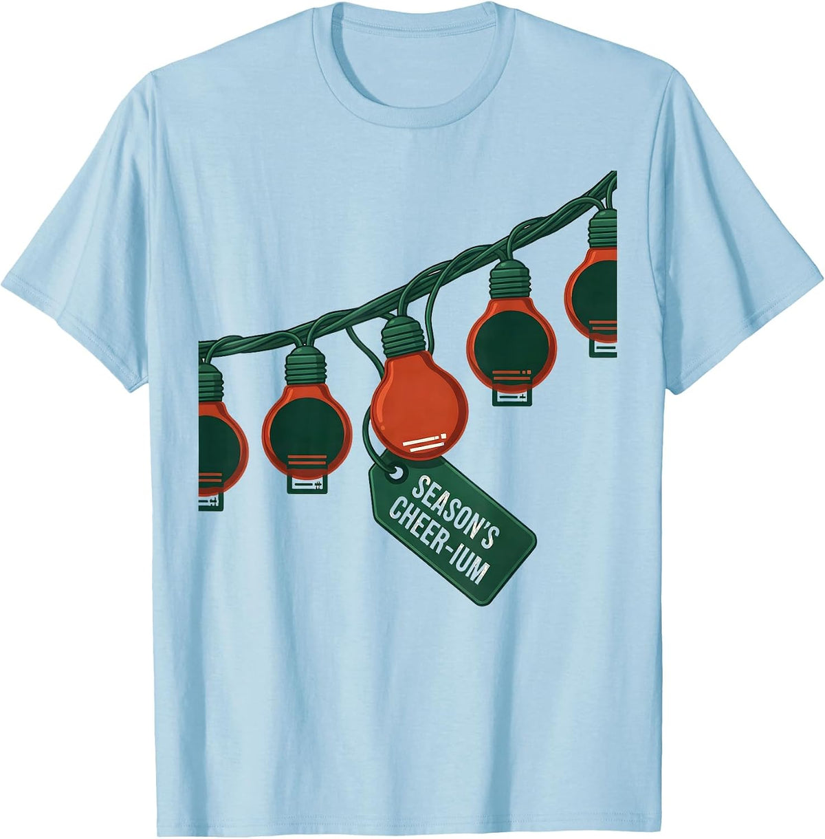 Men's Season's Cheer-ium Funny Chemistry Periodic Table Pun T-Shirt - Baby Blue