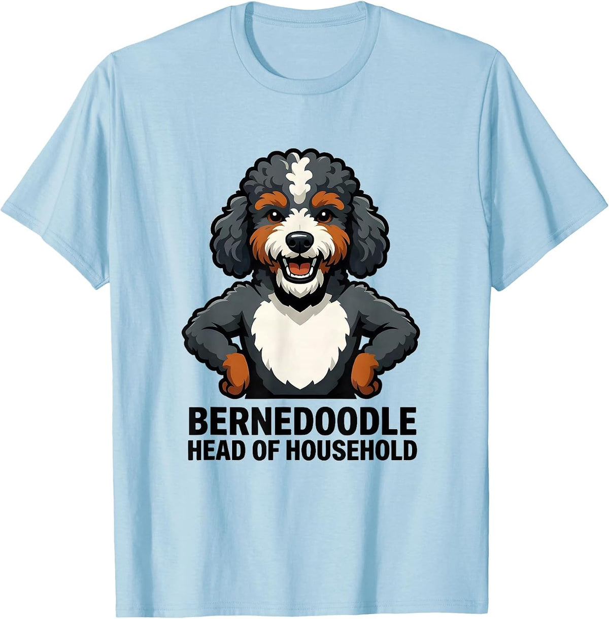 Men's Bernedoodle Head Of Household Funny Dog Lover Mascot T-Shirt - Baby Blue