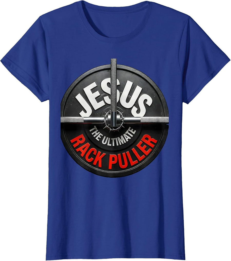 Women's Jesus The Ultimate Rack Puller Funny Christian Gym T-Shirt - Royal Blue
