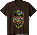 Bear Animal Lover Cute Mardi Gras Carnival Jester T-Shirt, Youth, Brown, Small - As Pictured