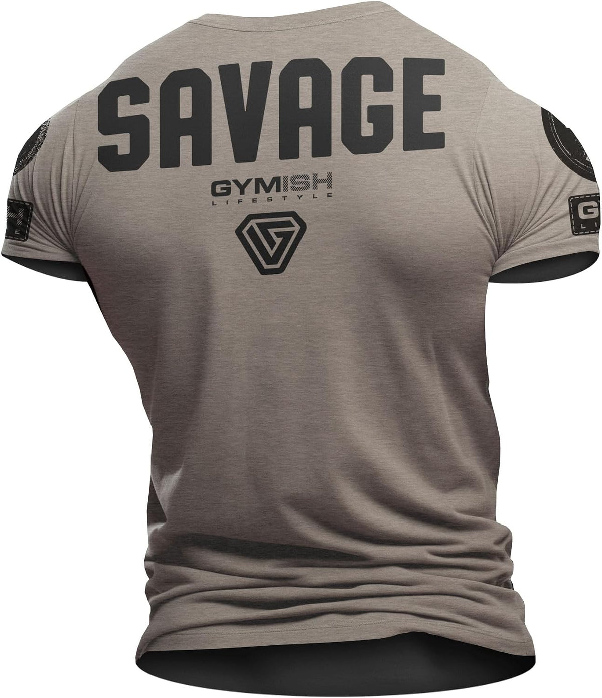 Gymish Lifestyle Savage Workout Shirt for Men - Bodybuilding Gym T-Shirt - SM - 3XL - 3. Savage Warm Grey Branded