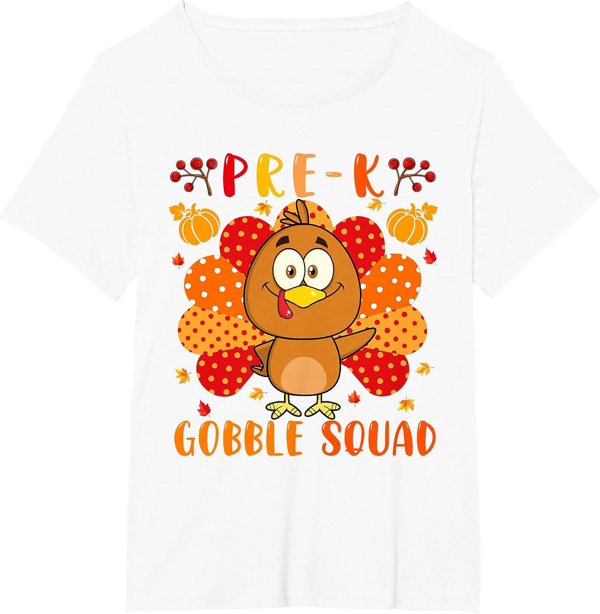 Pre-K Gobble Squad Thanksgiving Turkey Teacher Students T-Shirt - White