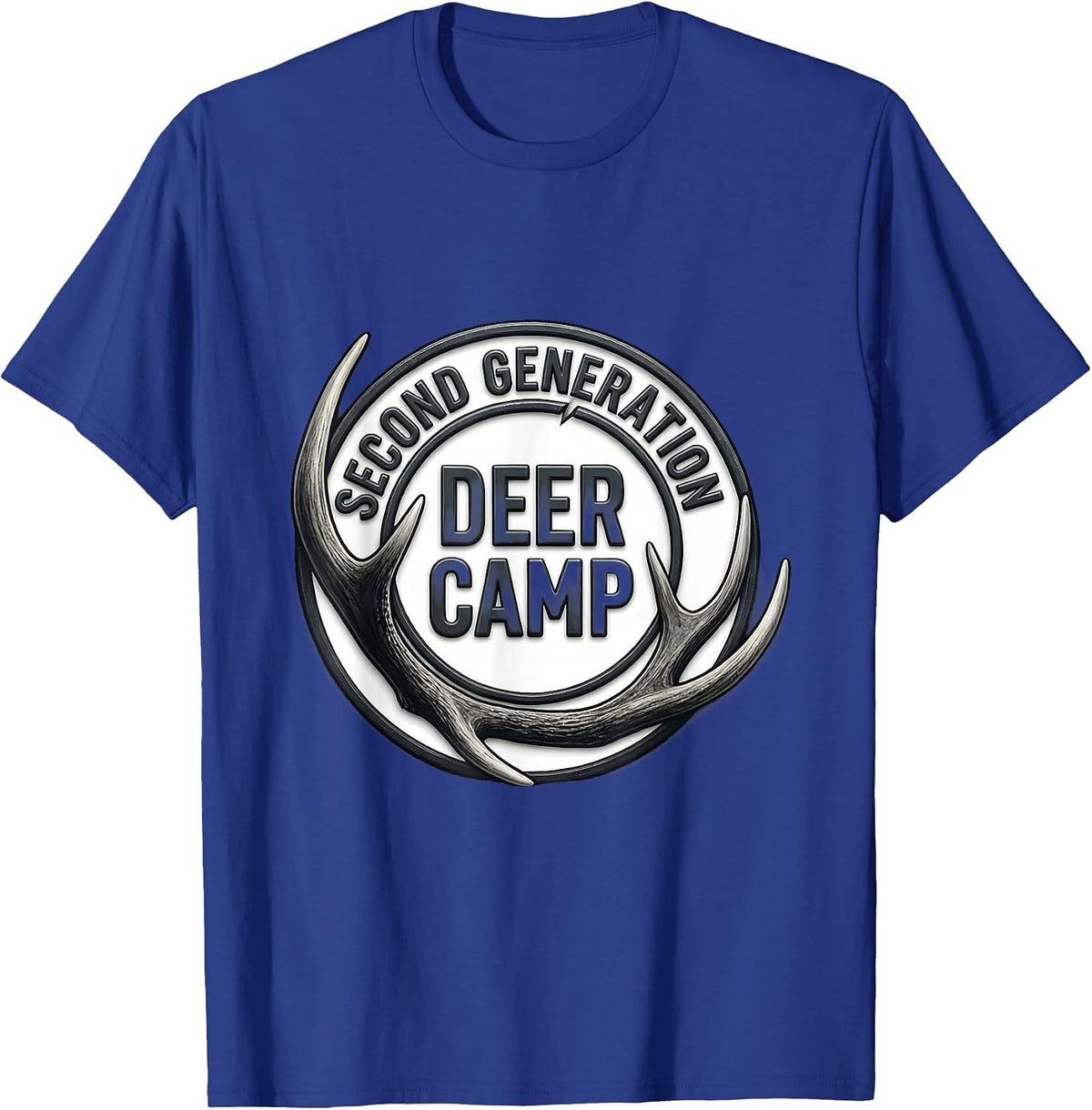 Second Generation Deer Camp Monochromatic Patriotic Hunter T-Shirt - Royal Blue