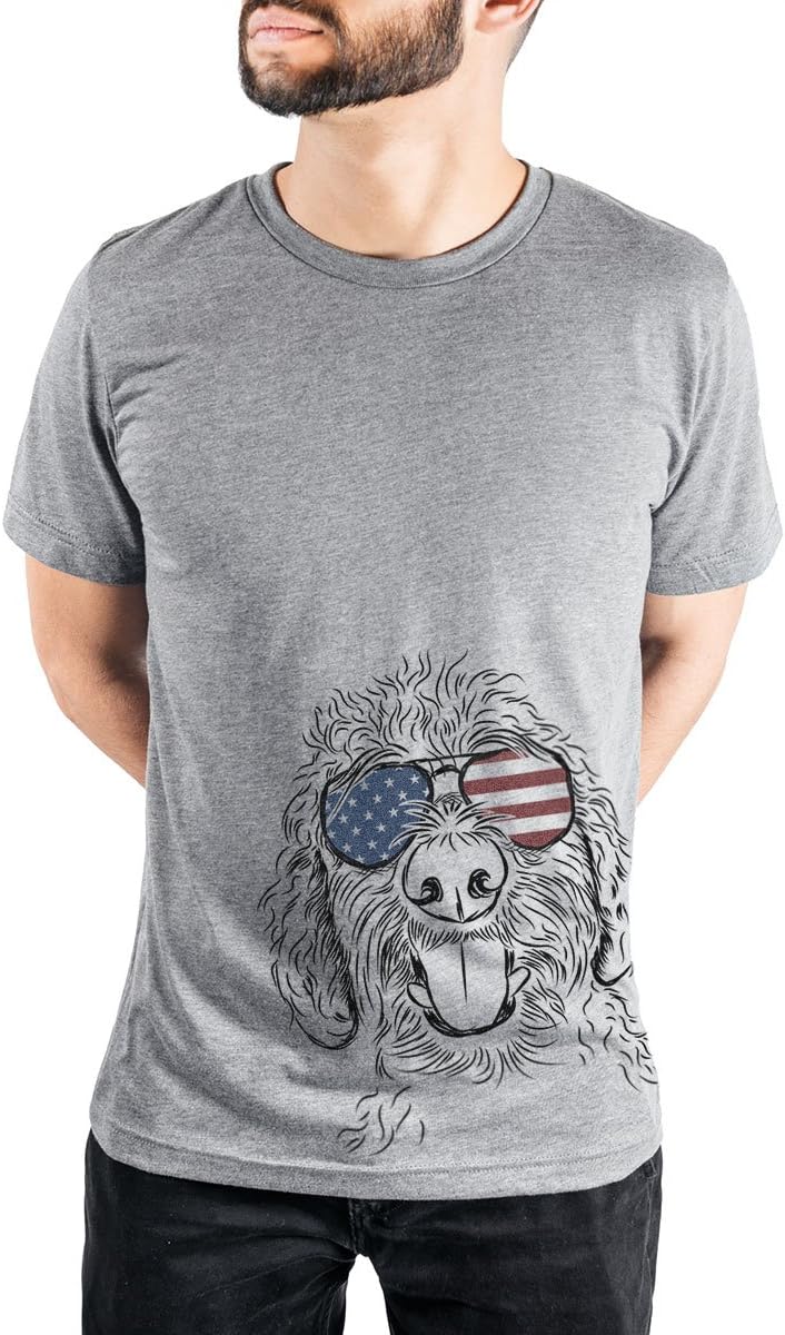 Inkopious Patriotic Dixie the Labradoodle Triblend T-Shirt - Unisex Grey Crew Neck