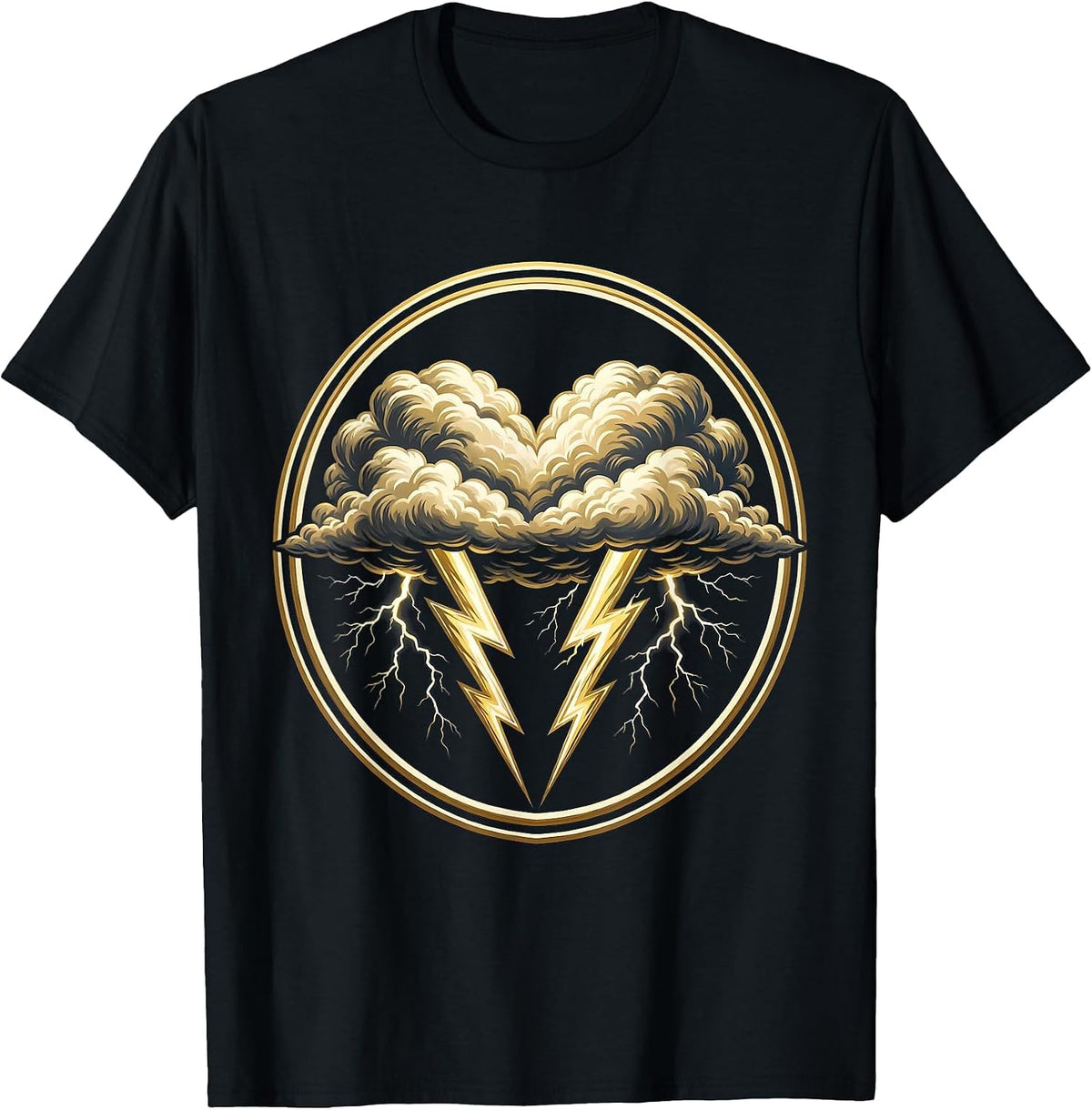 Men's I Heart Storms Heart-Shaped Storm Cloud Lightning Design T-Shirt - Black