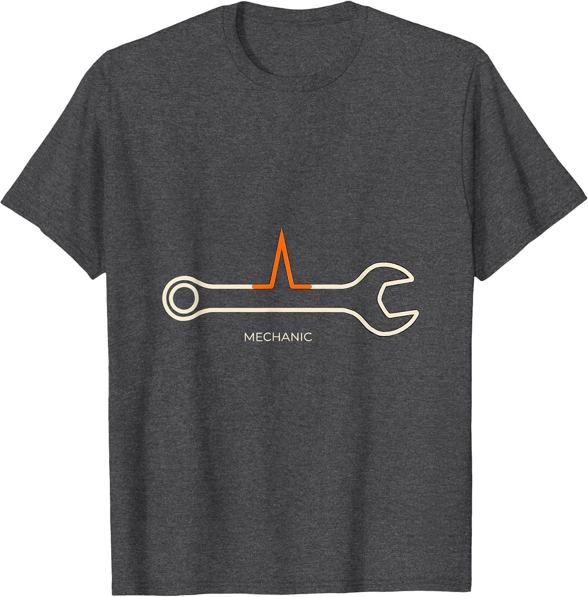 Mechanic Heartbeat EKG Line Auto Repair Humor T-Shirt - Dark Heather Grey
