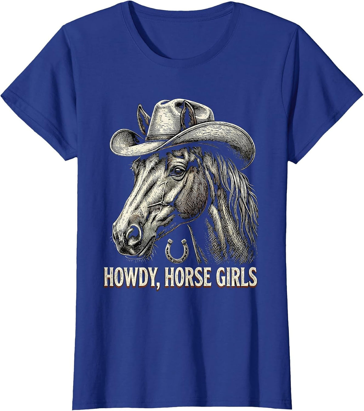 Women's Howdy, Horse Girls Western Cowgirl Rodeo Pride Vintage T-Shirt - Royal Blue