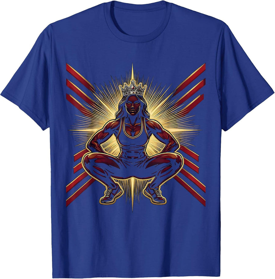 Fierce Squat Queen Funny Gym Workout Design T-Shirt - Royal Blue