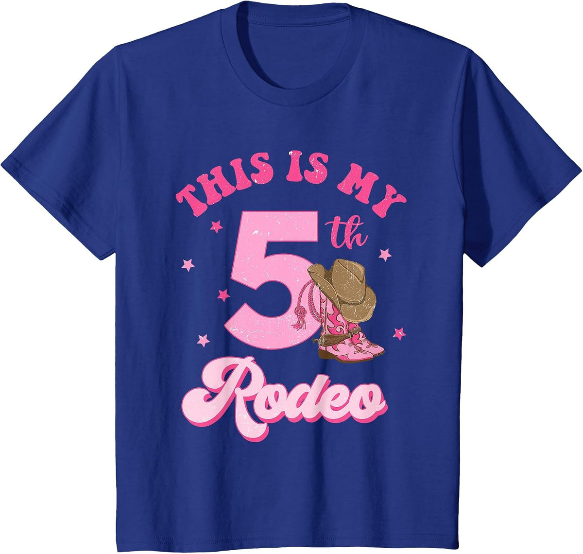 This is My 5th Rodeo Western Cowgirl 5 Year Old Birthday T-Shirt - Royal Blue