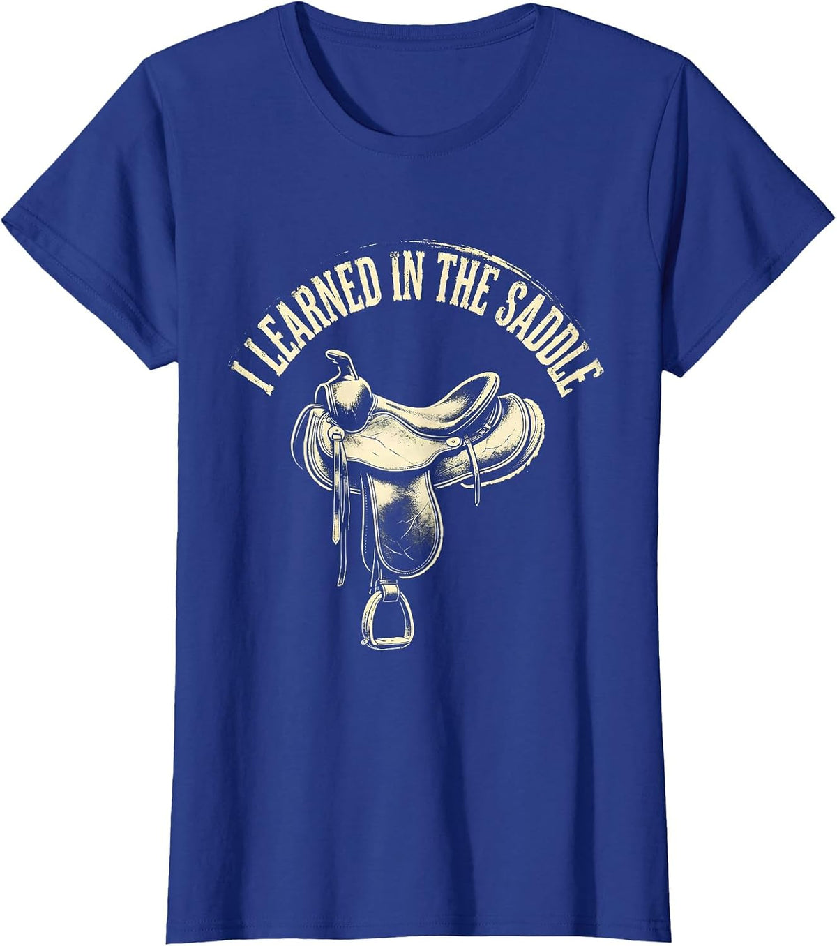 Women's I Learned In The Saddle Boho Western Rodeo Horse Lover Gift T-Shirt - Royal Blue