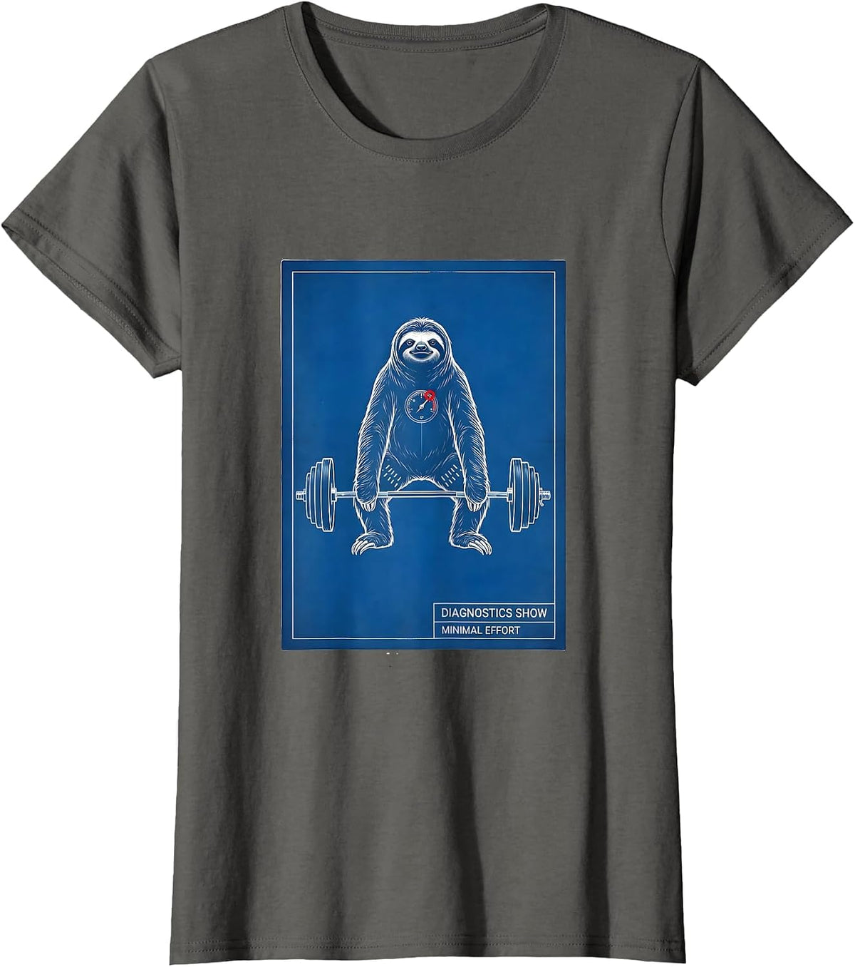 Women's Diagnostics Show Minimal Effort Funny Gym Weightlifting T-Shirt - Asphalt Grey